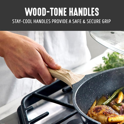Nonstick 12” (5QT) All in One Deep Skillet Wok with Lid, Pfas-Free Non-Toxic Ceramic Multi-Purpose Pan, Induction, All Stovetop, Egg, Stir Fry, Saute, Stay Cool Handle, Granite Black7