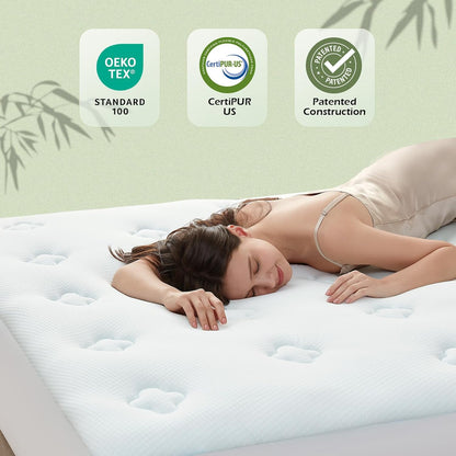 Twin XL Mattress Topper College Dorm Memory Foam Soft Mattress Pad | Twin XL Mattress Topper Viscose Derived from Bamboo, Twin XL Bed Mattress Pad Cover for Back Pain Relief, 39" X 80", White4