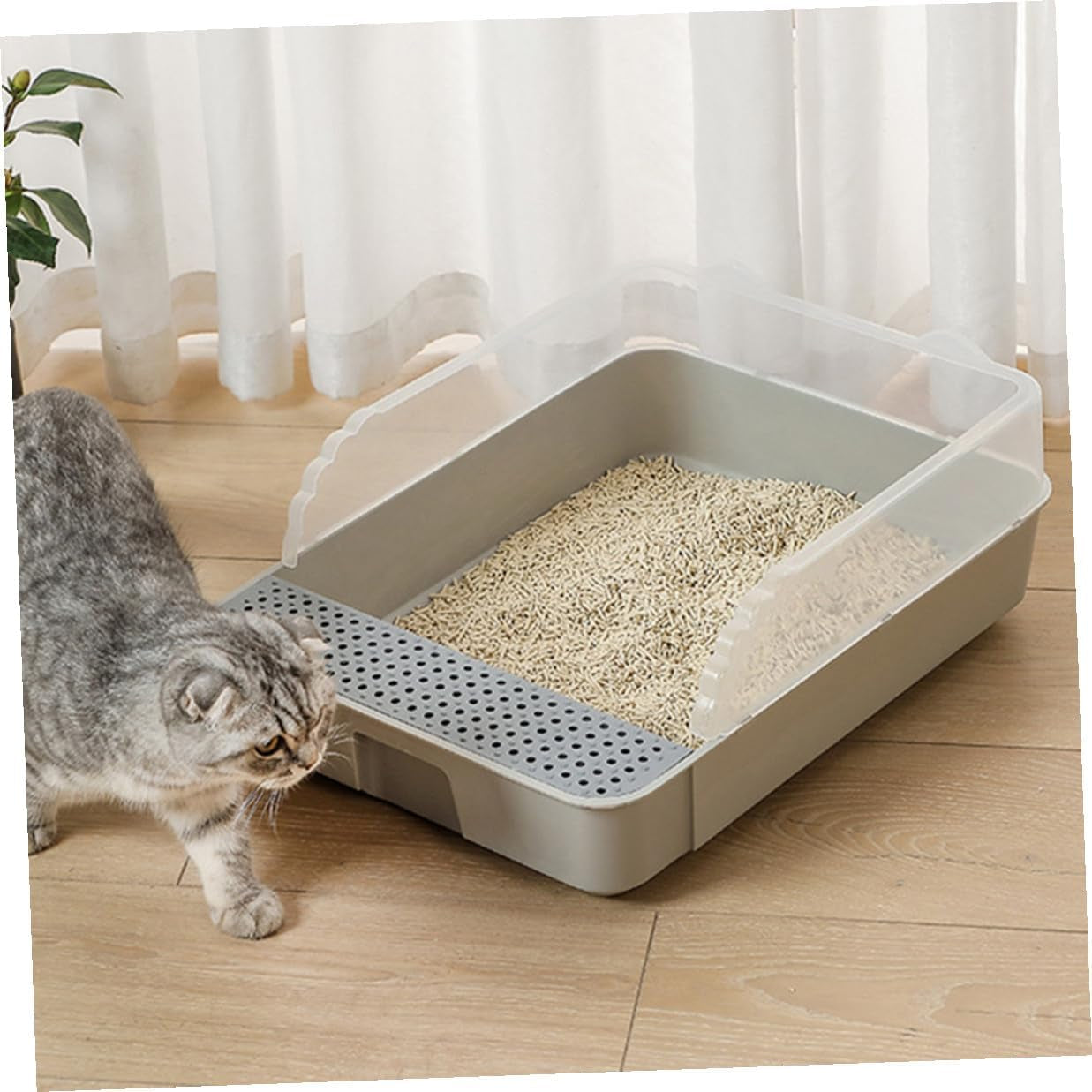 luxshiny-detachable-small-gray-cat-litter-pan-potty-with-anti-splashing-design-plastic-half-enclosed-cat-toilet-for-kitten-housebreaking