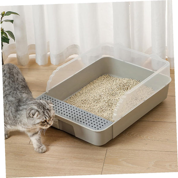 Luxshiny Detachable Small Gray Cat Litter Pan Potty with Anti-Splashing Design Plastic Half-Enclosed Cat Toilet for Kitten Housebreaking6