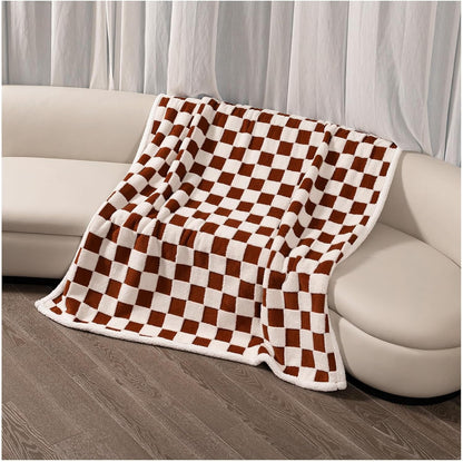 Waterproof Pet Blanket, Brown Checked Pets Throw Blankets for Dog Bed Covers Couch Sofa Stylish Jacquard for Puppy Cats Washable Reversible Furniture Protection Covers (Coffee Check,M)3