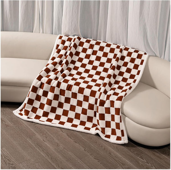 Waterproof Pet Blanket, Brown Checked Pets Throw Blankets for Dog Bed Covers Couch Sofa Stylish Jacquard for Puppy Cats Washable Reversible Furniture Protection Covers (Coffee Check,M)3