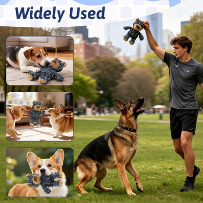 MAXBECK Dog Companion for Heavy Chewers- Indestructible Robust Bear Dog Toy, Resistant Squeaky Dog Toys for Heavy Chewers, Unbreakable Stuffed Plush Dog Toys for Aggressive Chewers (A-Navy)6