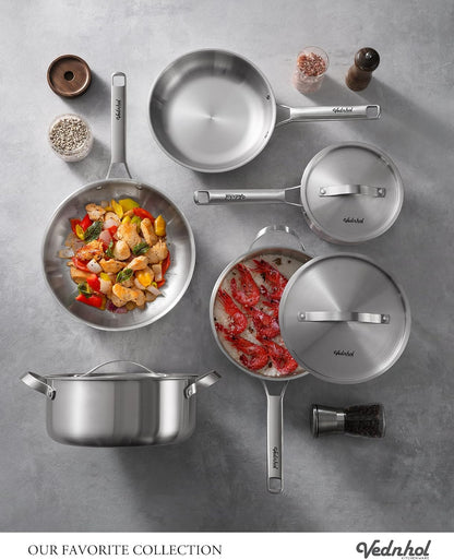 Stainless Steel Cookware Set, 8 Pcs Tir-Ply Pots and Pans Set, PFOA&PTFE Free, Dishwasher&Oven Safe, Kitchen Induction Compatible, Ollas De Acero Inoxidable Para Cocinar2