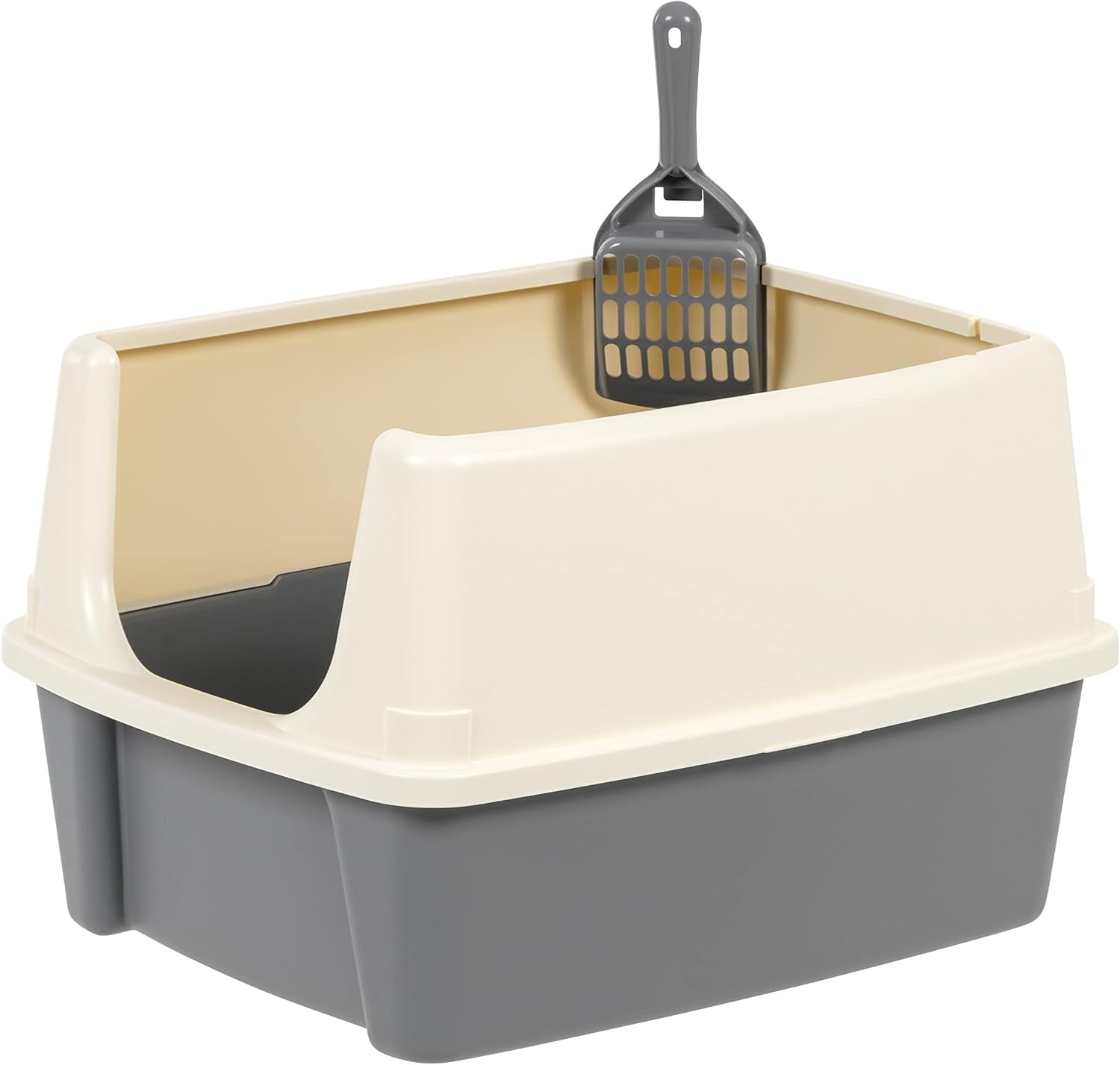 amazon-basics-large-cat-litter-box-with-high-sides-open-top-for-easy-access-includes-scoop-with-storage-19-x-15-x-11-75-grey-beige