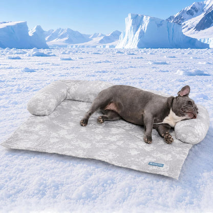 Spark Paws Cooling Couch Cover Dog Bed, Furniture Protector Mat, Non-Toxic Washable Pet Cooling Pad for Large & Small Dog - Hearts Blue - Size M12