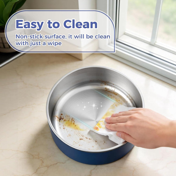 WENBOKMIN Dog Bowl, Stainless Steel Food and Water Bowl, 40Oz, Blue | Non Slip Quiet Bottom, Easy to Clean, Dishwasher Safe5