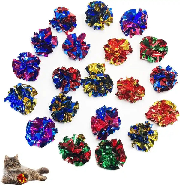 Cat Crinkle Ball Toys 10 Packs for Indoor Cats to Kill Time and Keep Fit, 2.3 Inch Colorful Mylar Crinkle Balls Attract Cats to Swat, Bite, Hunt, Interactive Toys for Cats and Kittens6