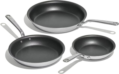 Made in Cookware - Procoat Non Stick 3 Piece Frying Pan Set (Includes 8", 10", 12") - 5 Ply Stainless Clad - Professional Cookware - Crafted in Italy - Induction Compatible - (Graphite)1
