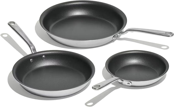 Made in Cookware - Procoat Non Stick 3 Piece Frying Pan Set (Includes 8", 10", 12") - 5 Ply Stainless Clad - Professional Cookware - Crafted in Italy - Induction Compatible - (Graphite)1