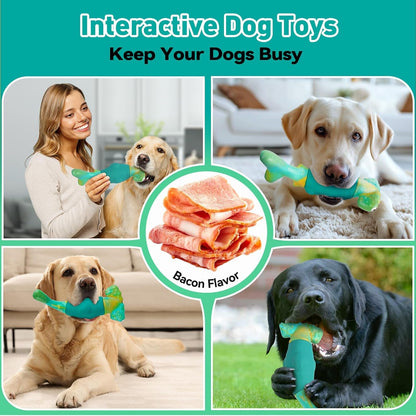 BIKIISEN Dog Toys for Aggressive Chewers, Interactive Dog Chew Toys for Large Dogs, Squeaky Chew Toys to Keep Them Busy, Tough Toys for Medium/Large Breed (Green)5