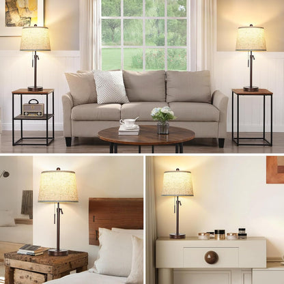 Table Lamps Set of 2, 22" to 30"Adjustable Height Bedside Lamps for Living Room 3 Color Temperatures Tall Nightstand Lamps Modern Brown Table Lamp for Bedroom Office End Table (Bulbs Included)8