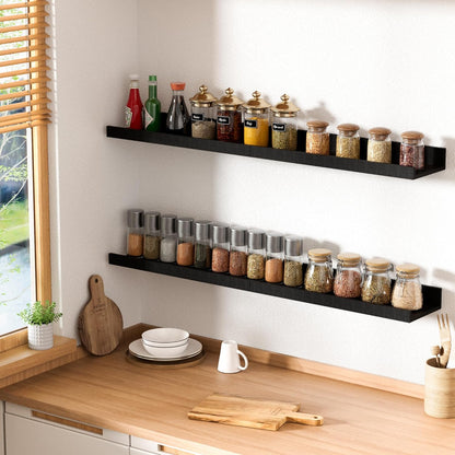 Floating Shelves for Wall Decor and Storage, Black, 6Pcs 15.7'' | Wall Mounted Wood Shelves for Living Room, Bedroom, Bathroom, Kitchen, Office, Laundry Room Display and Organize6