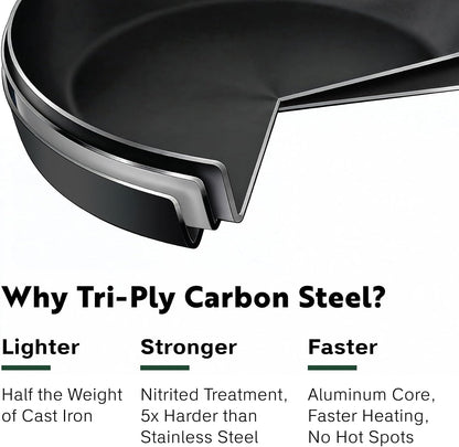13 Inch Tri Ply Carbon Steel Wok Pan - Naturally Nonstick, Nitrided Carbon Steel - Lightweight, Non Toxic Cookware, No Coatings - Induction Wok, Oven, Outdoor Grill Cooking5