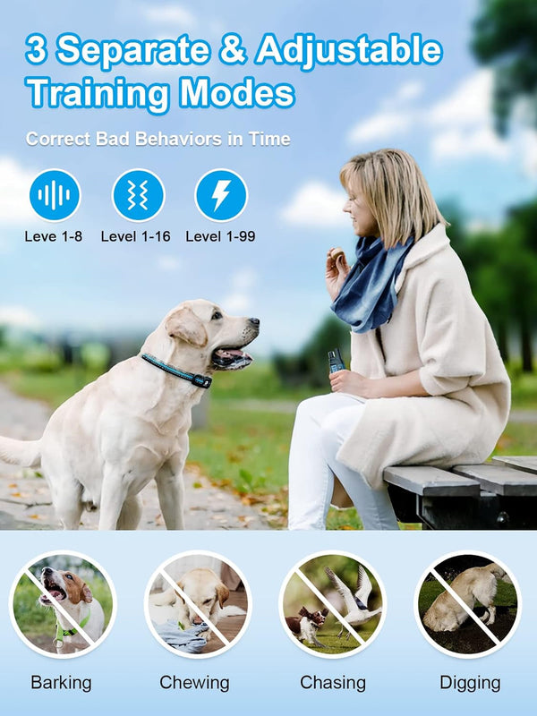 Bousnic Dog Shock Collar 2 Dogs (5-120Lbs) - 3300 Ft Waterproof Training Collar for Dogs Large Medium Small with Rechargeable Remote, Beep (1-8) Vibration (1-16) and Humane Shock (1-99) Modes3