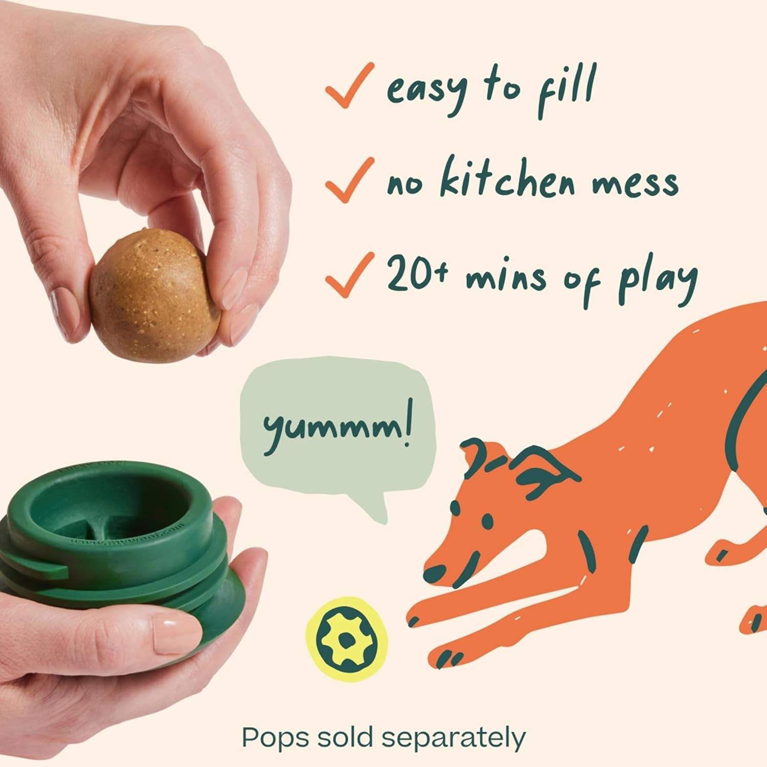 woof-pupsicle-interactive-dog-ball-toy-for-dogs-25-75-lbs-green-long-lasting-enrichment-toy-for-medium-large-dogs-easy-fill-design-low-mess-play-made-of-natural-rubber-easy-to-clean