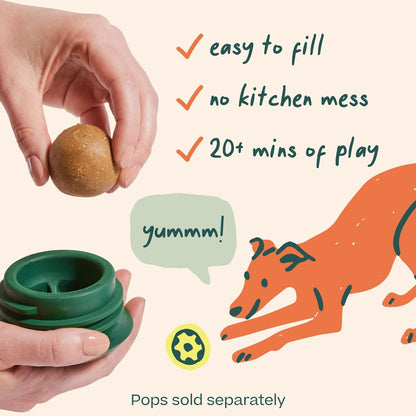WOOF Pupsicle Interactive Dog Ball Toy for Dogs 25-75 Lbs - Green | Long-Lasting Enrichment Toy for Medium/Large Dogs, Easy-Fill Design, Low-Mess Play, Made of Natural Rubber, Easy to Clean3