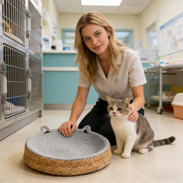 Circle Cat Scratcher Breathable Woven Resting Nest | Kitten Ear Design Cotton Rope round Cat Bed for Play Exercise Enrichment Activity Nail Trimming Paws Care Furniture Safety4