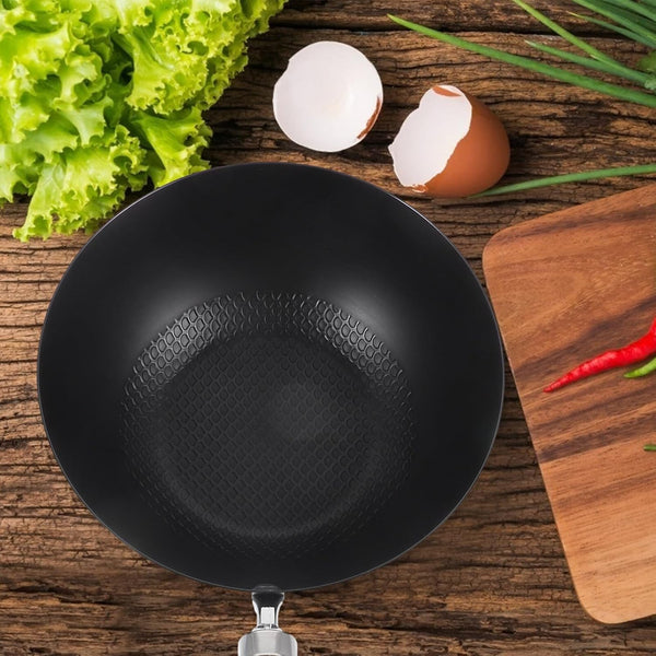 Small Wok 14.56 Inch Japanese Iron Non-Stick round Bottom Gas Stove Pan for Home Kitchen Cooking Bbq Stir Fry4