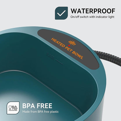 Heated Dog Bowl, Heated Water Bowl for Outdoor Cats, Winter Dog Water Dish with Antibite Wire Heating Chicken Waterer Smart Thermal Bowl for Rabbits Birds Feral Animals, 35W 2.2L2