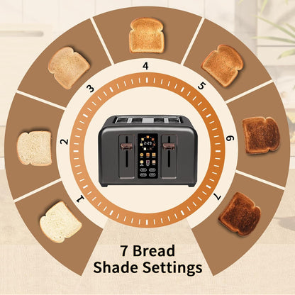 Touchscreen Toaster 4 Slice, 7 Shade, Stainless, 1800W Dark Metallic2