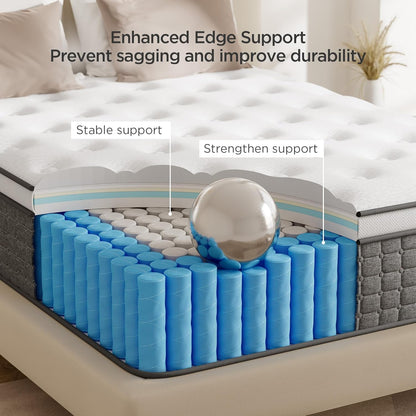Full Size Mattress, Medium Firm 12 Inch Hybrid Mattress Full Size in a Box - Memory Foam & Pocket Springs for Back Pain Relief, Fiberglass Free, Motion Isolation, Certipur-Us & OEKO-TEX Certified3