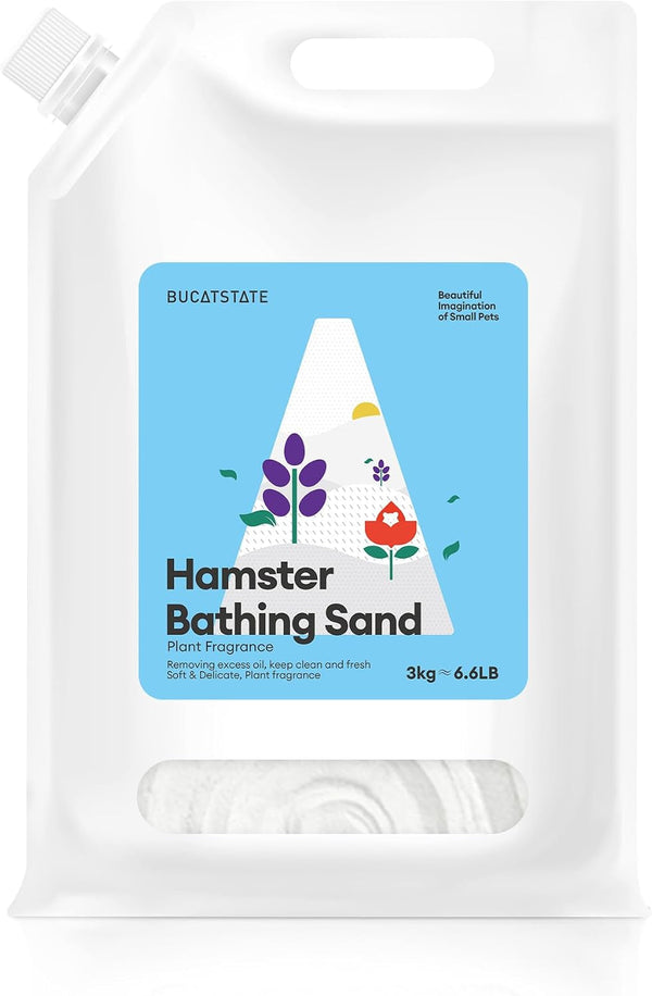 BUCATSTATE Hamster Bath Sand with Pour Spout, 6.6LB Desert Bath Sand | No-Dust Potty Litter Calcium-Free Sand for Hamster Chinchillas Gerbil Mice Degu or Other Small Pets (Fine Sand)14