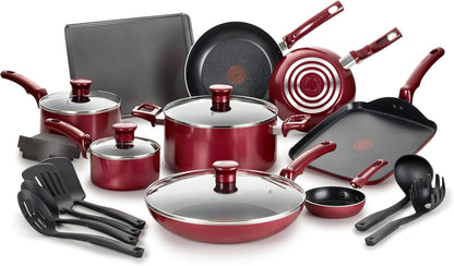 Essence, 20 Piece Non-Stick Pots and Pans Cookware Set, Red1