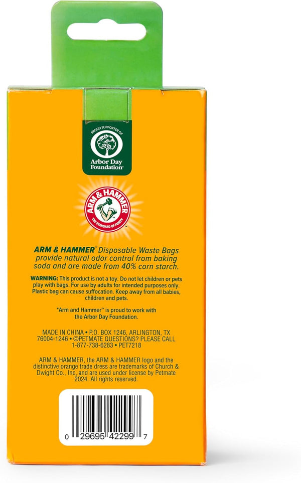 Arm & Hammer Dog Poop Leakproof Plant Based 120 Count Waste Bags, Unscented, Made from 40% Corn Starch with Activated Baking Soda, Pack of 8, Green3