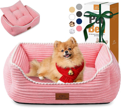 Cat Dog Bed for Pets, Rectangle Pet Bed Gift for Puppy and Kitten, Machine Washable Calming Fluffy Pet Couch Sofa for Indoor Outdoor, Portable Soft Cat Bed with Non-Slip Bottom (Small, Pink)8