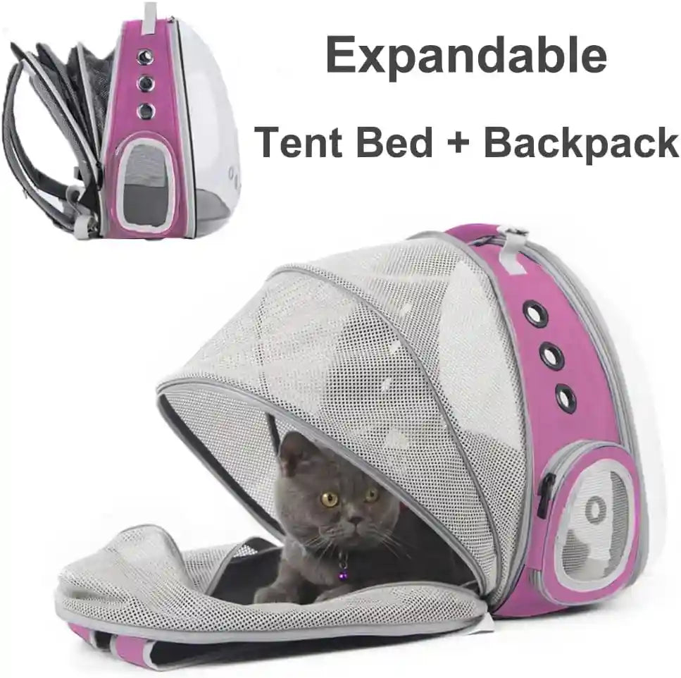 expandable-pink-cat-backpack-carrier-fit-up-to-12-lbs-space-capsule-clear-bubble-window-pet-carrier-backpack-for-kitten-bunny-rabbit-and-small-puppy