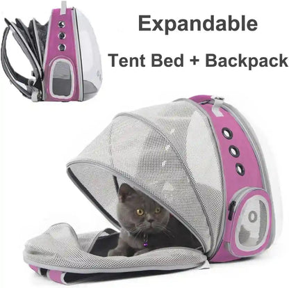 Expandable Pink Cat Backpack Carrier, Fit up to 12 Lbs, Space Capsule Clear Bubble Window Pet Carrier Backpack for Kitten Bunny Rabbit and Small Puppy3
