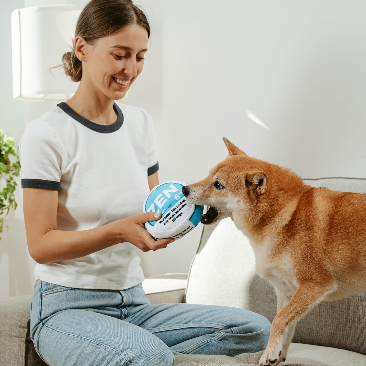 nestpark-zen-pupper-deckies-parody-dog-toy-plush-squeaky-and-crinkle-funny-dog-toy-drool-mint