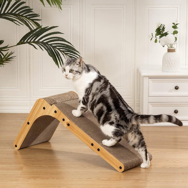 Poils Bebe L Shape Cat Scratcher, 26.8 Inch Cat Scratchers for Indoor Cats, Protecting Furniture Cat Scratch Pad, Cardboard Cat Scratching with Ball Toy, Catnip, Large5