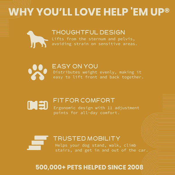 Help 'Em Up® - Dog Lift Harness│ Adjustable Lifting Harness for Dogs │ Full Body Support, Rear Leg Support (Conventional, Medium, 45-80 Lbs)5
