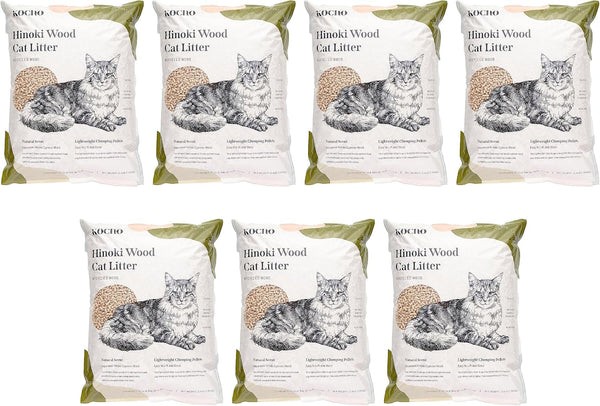 KOCHO Hinoki Wood Cat Litter Ultra Lightweight, Fresh Scent of Japanese Cypress (7Pcs Pack (23.8LB))1