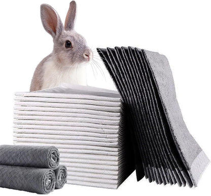 PINVNBY Rabbit Pee Pads,100 Pieces Disposable Cage Liners Black Carbon Super Absorbent Odor-Control,Bunny Potty Training Pad with Quick-Dry Surface for Cat Puppy Kitten Hamsters Chinchillas7
