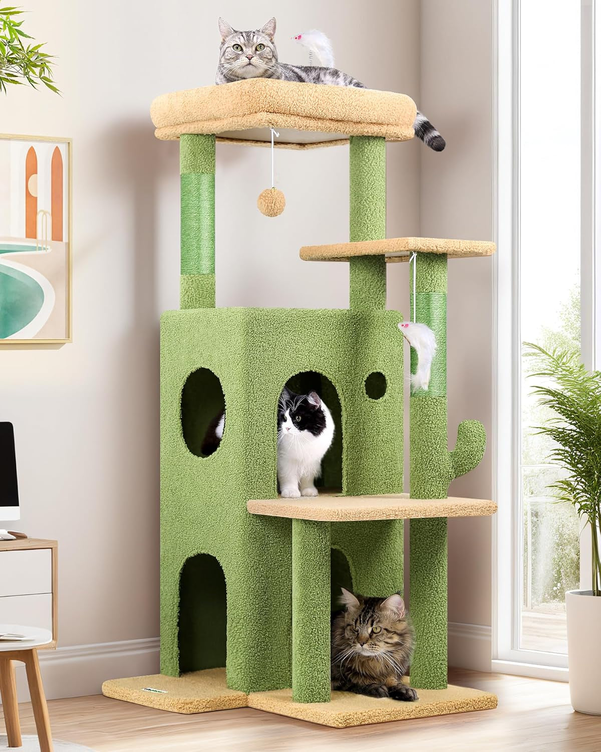 globlazer-cat-tree-tower-for-indoor-cats-50-inch-adult-cat-tree-house-for-large-adult-cats-with-steps-scratching-post-2-cat-caves-dangling-toys-fc50-light-grey