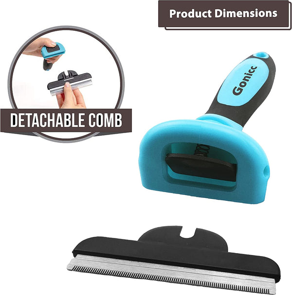 Gonicc PDT- 1001 Professional Pet De Shedding Comb Tool Blue | Effectively Reduces Shedding by up to 95%, Ideal for Short, Medium, Long Hair, Ergonomic Non-Slip Handles, Durable and Stable6
