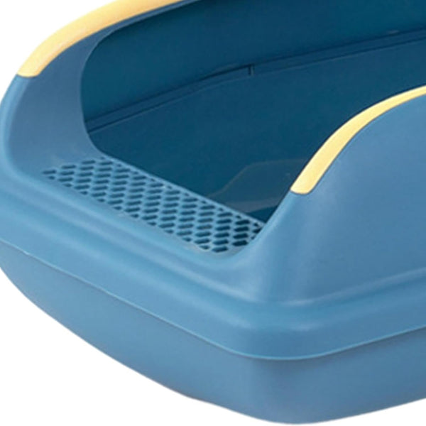 Cat Litter Box Open Top High Sided anti Splashing Litter Tray with Scoop for Indoor Cats Kittens (2 Sizes)- S Blue6