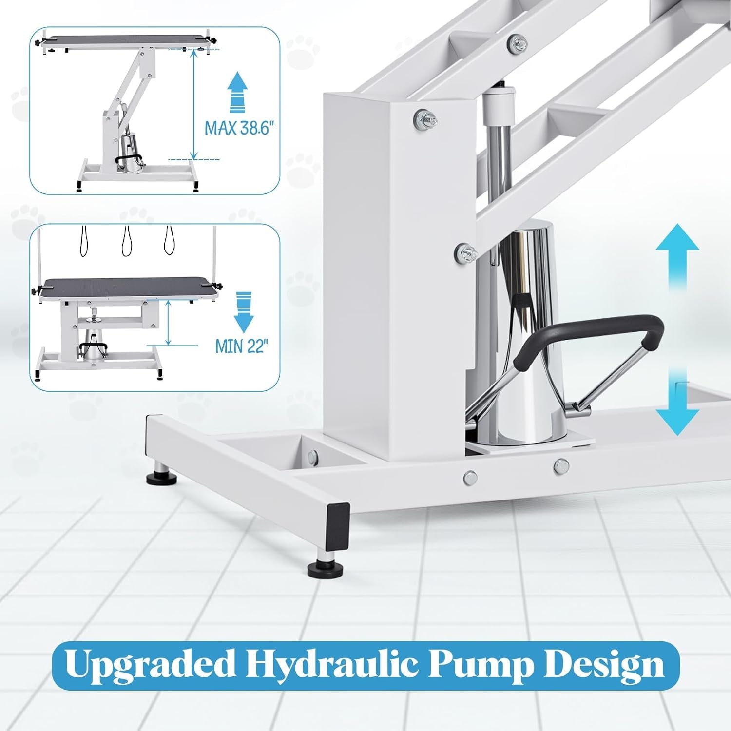 garveelife-43-3-hydraulic-dog-grooming-table-for-pet-heavy-duty-structural-hydraulic-max-load-350lbs-professional-pet-grooming-table-with-adjustable-overhead-arm-noose-height-range-22-39-white
