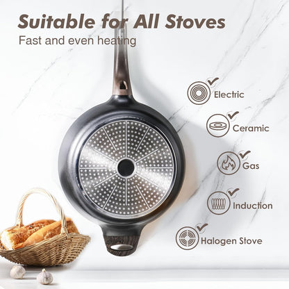 Nonstick Frying Pan Skillet with Lid, 12 Inch Large Deep Frying Pan, 5 Qt Non Stick Saute Pan with Cover, Induction Pan, Healthy Non Toxic Cooking Pan with Helper Handle, PFOA PFOS Free3