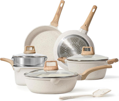 Nonstick Pots and Pans Set, Cookware Sets, 10Pcs | Induction Kitchen Set, Durable Coating, Easy Clean, Fit All Stovetops, Even Heating, Stay Cool Handle, with Steamer1