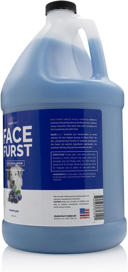 Bark2Basics Face Furst Blueberry Facial Scrub Dog Shampoo, 1 Gallon | Ready to Use Pet Grooming Face Wash; Helps Remove Tear Stains, Exfoliates Dead Skin, Gentle around Eyes, Groomer Grade2