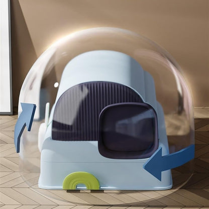 Pet Supplies, Enclosed Cat Litter Box with Hood & Drawer, Anti-Splash & Easy Clean(Blue)5