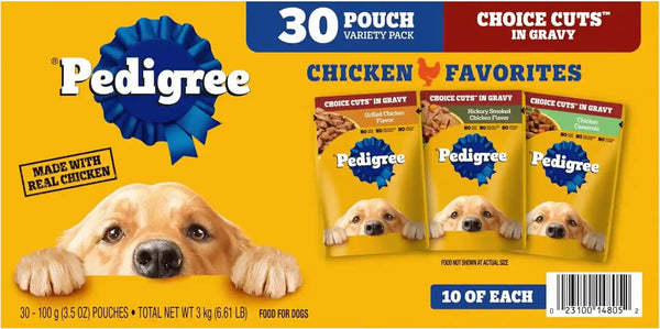 Pedigree Choice Cuts Wet Dog Food Pouch, Protein Variety, 3.5 Oz, 30 Count | Beef, Chicken & Filet Mignon, No Added Sugars or Artificial Flavors, 36 Vitamins & Minerals, 50%+ Water, Complete & Balanced14