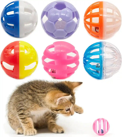 Fashion'S Talk 12PCS Value Pack Plastic Ball Cat Toys Lattice Balls with Bell Jingle Kitten Toy,Gift Box 1.5" 6 Styles1
