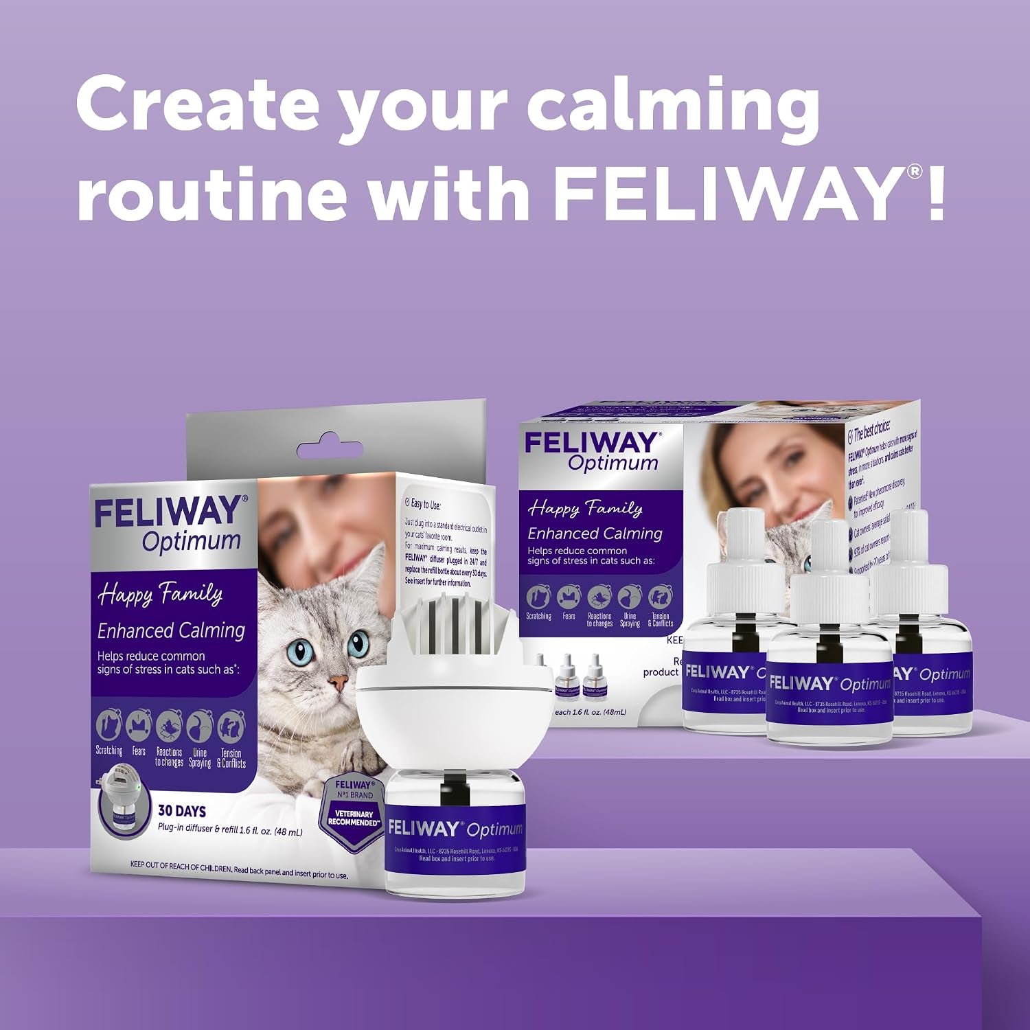feliway-optimum-cat-calming-diffuser-kit-and-1-pack-refill-advanced-support-to-help-reduce-urine-spraying-scratching-fighting-and-hiding-due-to-stress-all-in-one-cat-pheromone-plug-in-diffuser