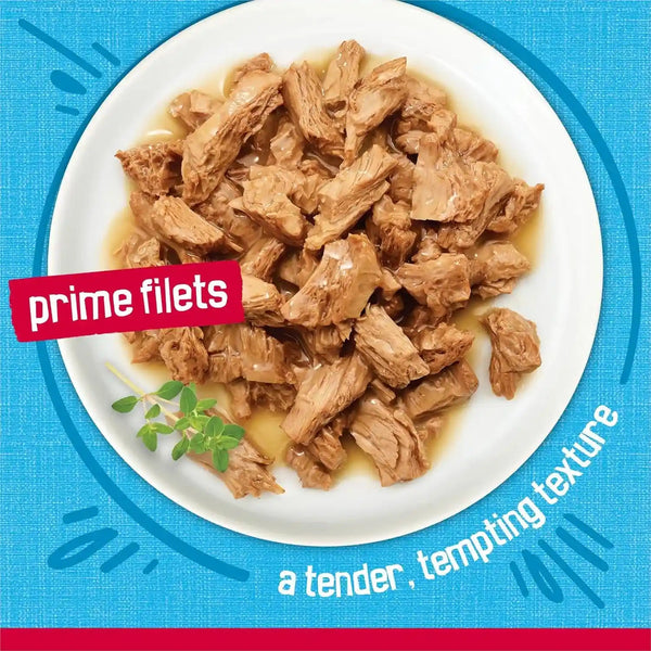Purina Friskies Prime Filets with Ocean Whitefish and Tuna in Sauce High Protein Wet Cat Food - (Pack of 24) 5.5 Oz. Cans3