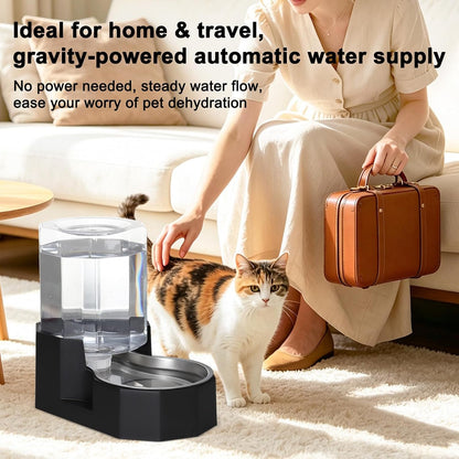 Sfozstra 5L Cat Gravity Water Bowl Dispenser: Stainless Steel Bowl | No Power Needed / No Filter Required / Spill Proof Design / Easy Cleaning / Cats & Small Dogs / Home Crate Area & Travel3